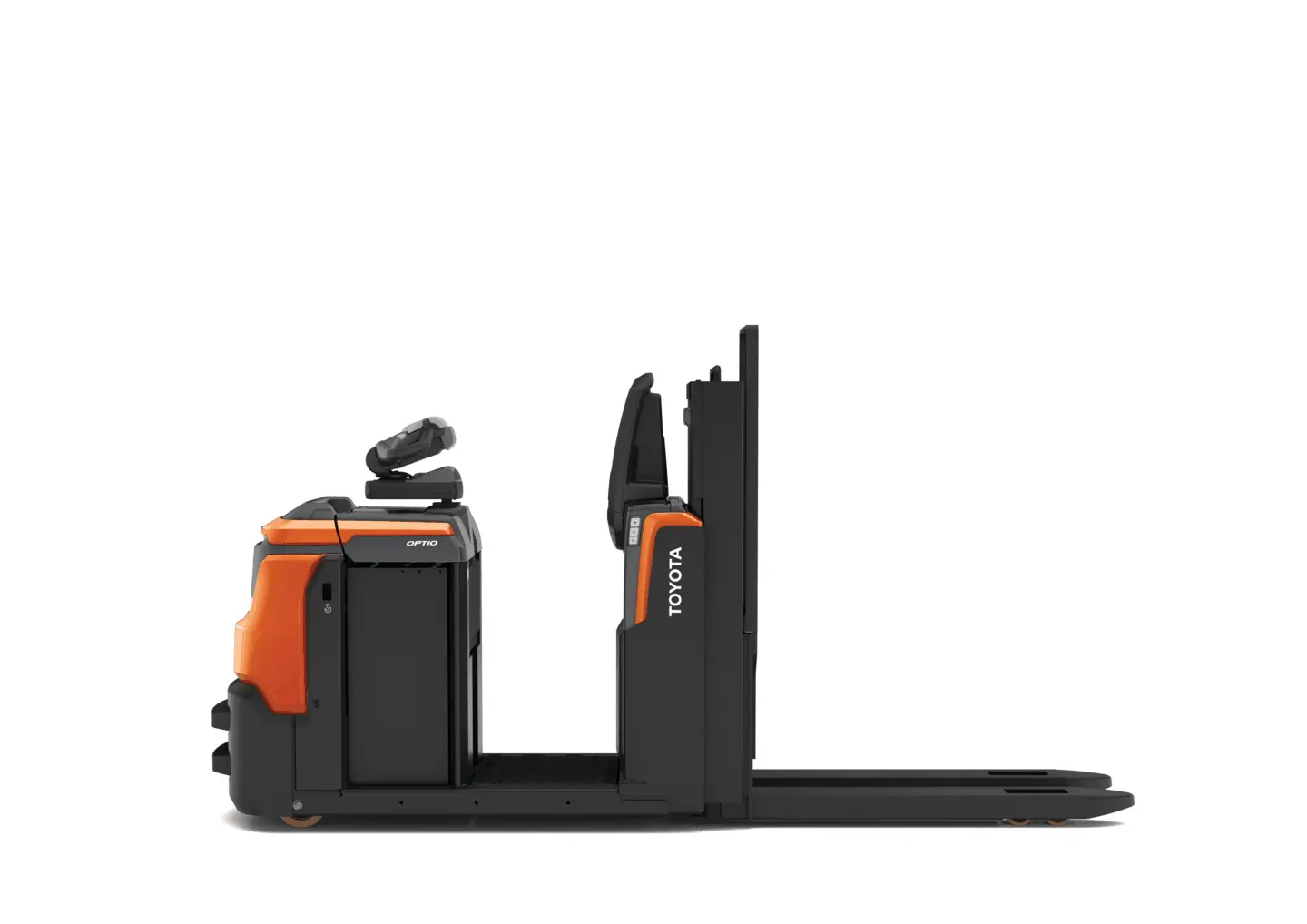 Toyota plocktruck på låg nivå med upphöjd plattform